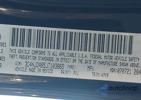2018 Jeep Compass Sport 4X4 z USA, uszkodzony, nr VIN 3C4NJDAB5JT103865